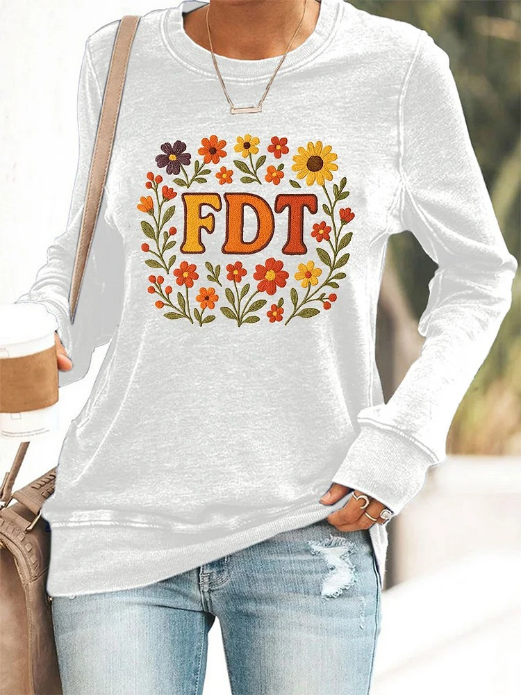 FDT Floral Sweatshirt Anti Fascist Protest Merch Anti Trump Apparel Gifts For Her