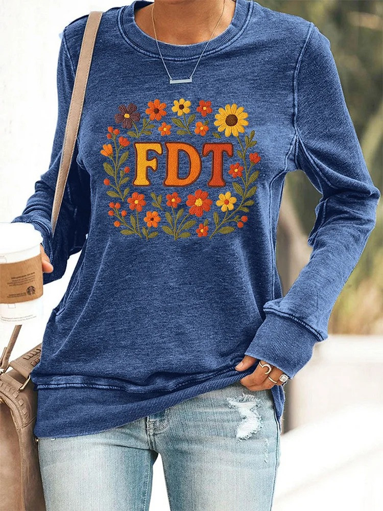 FDT Floral Sweatshirt Anti Fascist Protest Merch Anti Trump Gifts For Liberal Activist