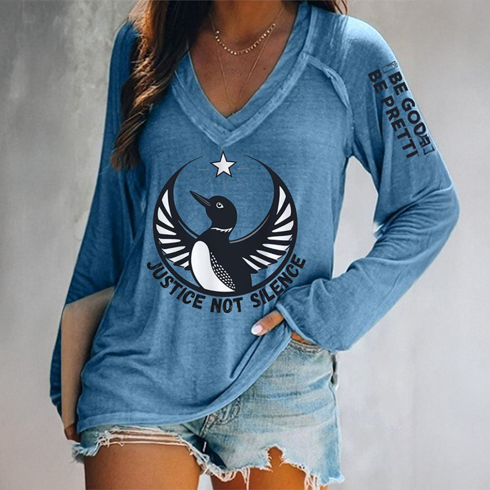 FDT Justice Not Silence Alex Pretti V-Neck Long Sleeve Shirt Alex January 13 Abolish ICE Merch