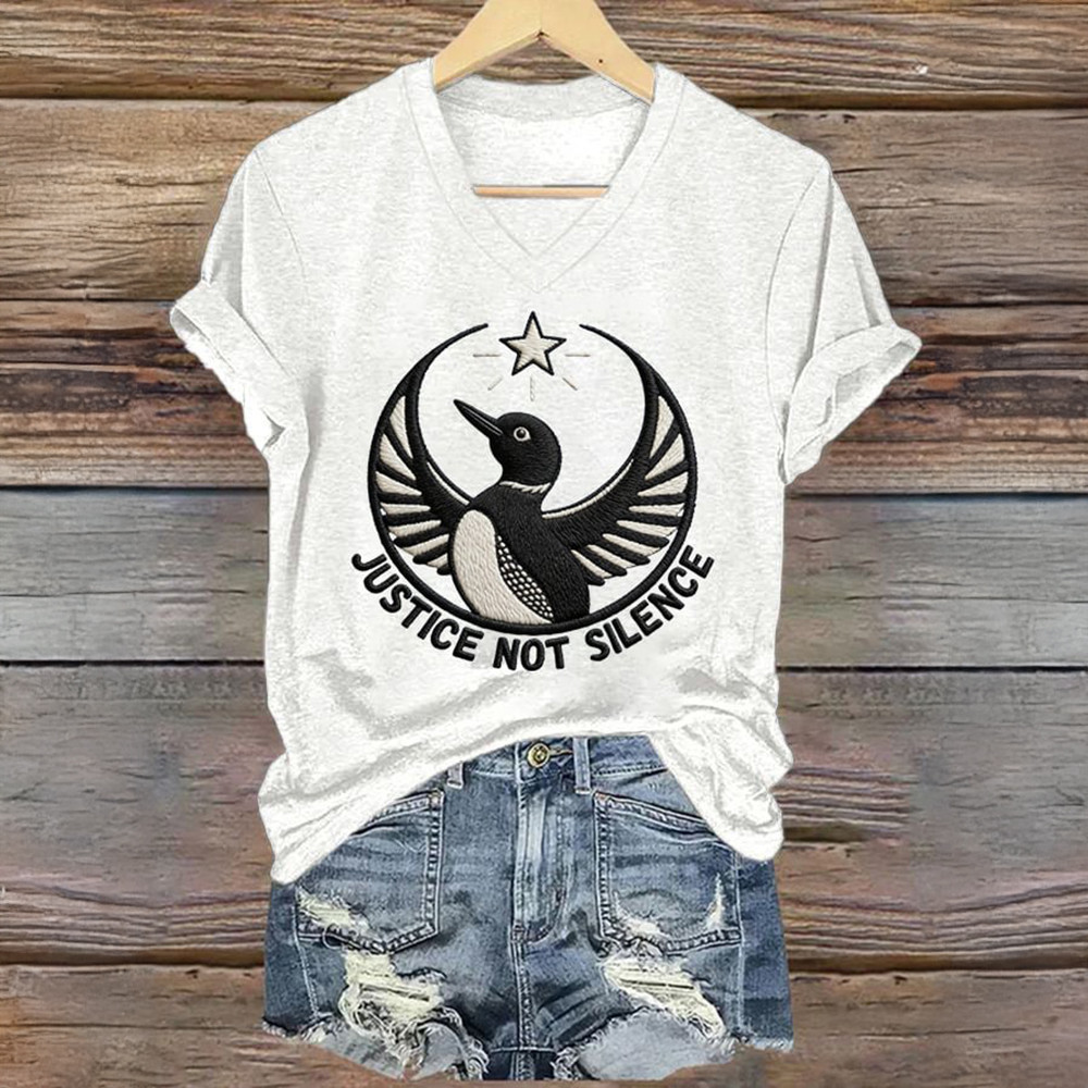 FDT Loon Justice Not Silence V-Neck Shirt Minnesota Strong Shirt Good Gift For Her