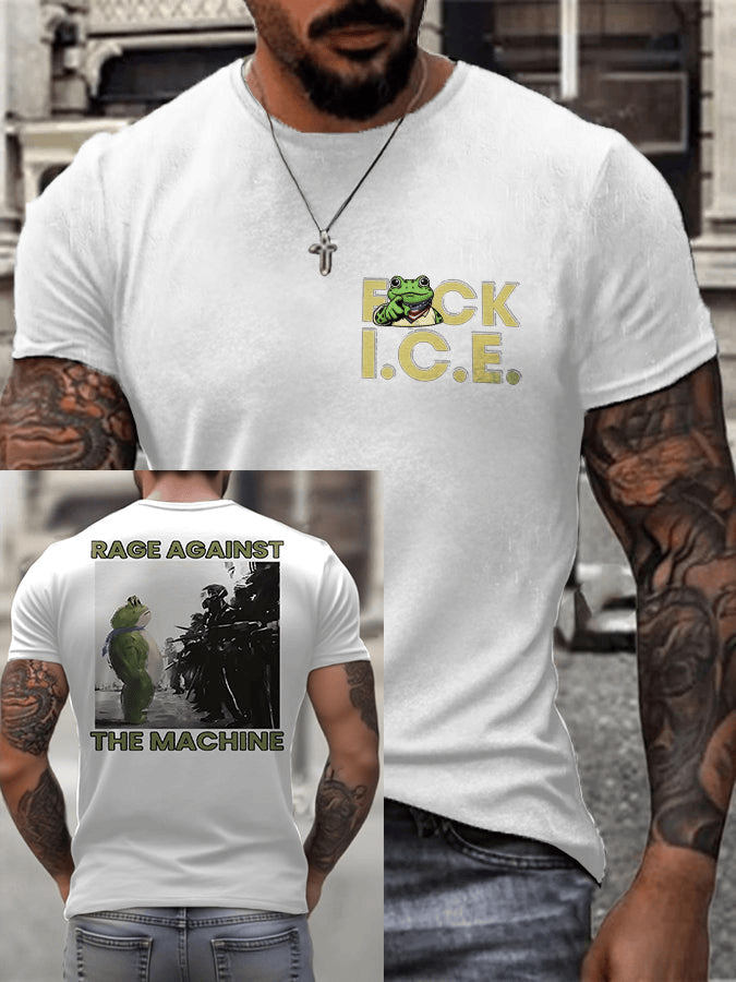 FDT Shirt Frog Against The Machine Shirt Fck Ice Democrat Clothing Gift for Men