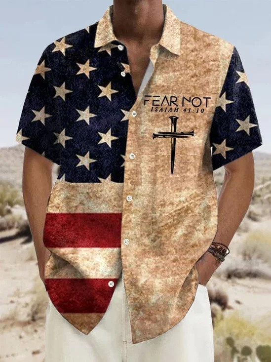 Fear Not Isaiah 41 10 Button Shirt In God We Trust Clothing Patriotic Gifts For Men