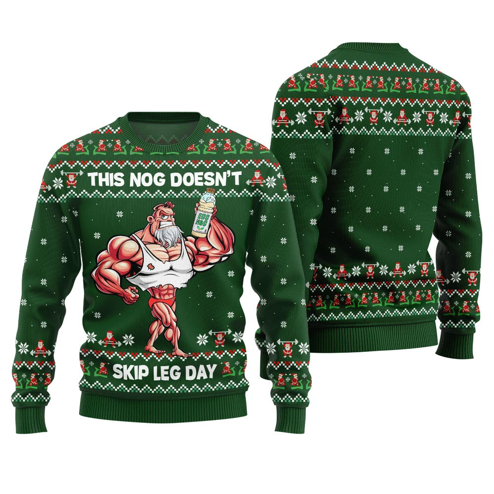 Fearless Lift Heavy Drink Eggnog Gym Ugly Christmas Sweater Lovely Merch Gift for Cozy Winter Nights