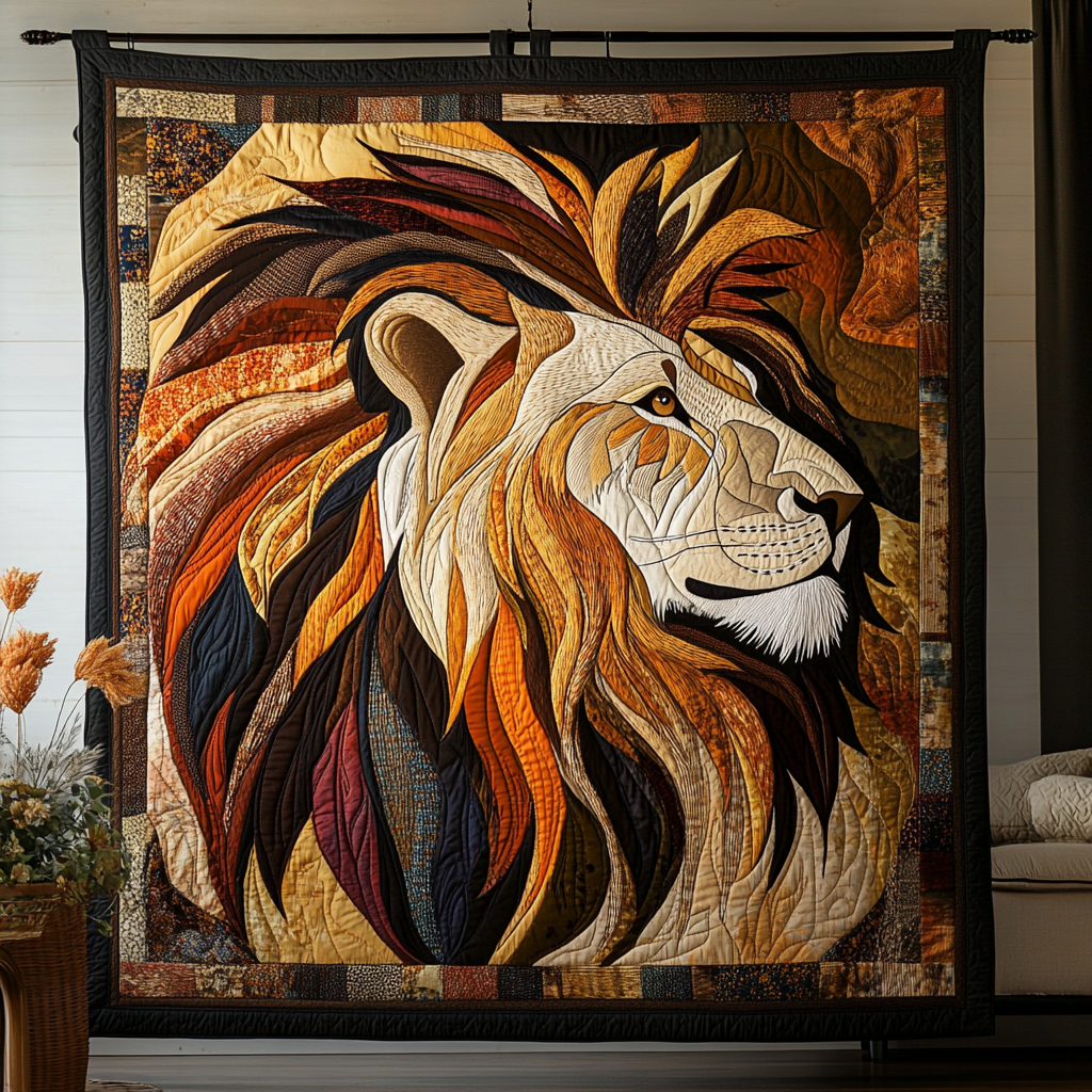 Fearless Lion Quilted Blanket Christmas Room Decor Presents For Wildlife Lovers