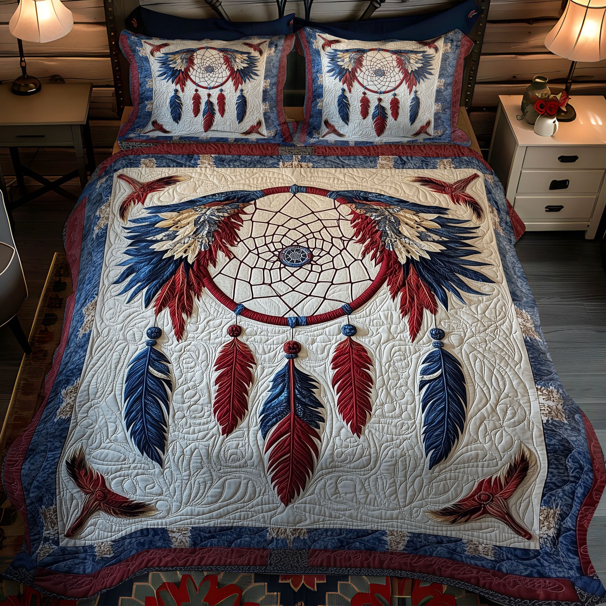 Feather Dance Quilted Bedding Set Best Comforter Sets Native American Merchandise Gift Items