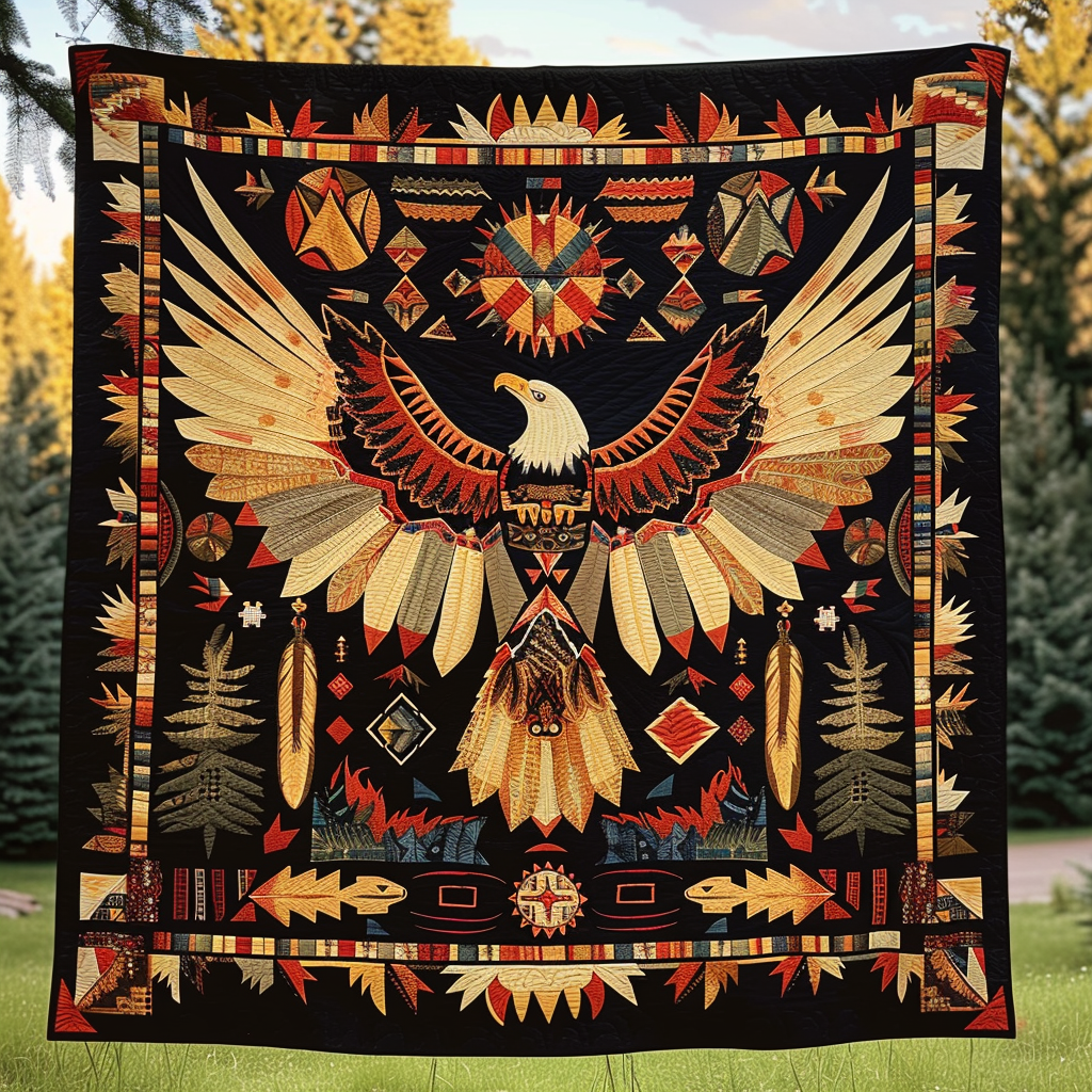 Feather Heritage Quilted Blanket Patriotic Gifts For Himt