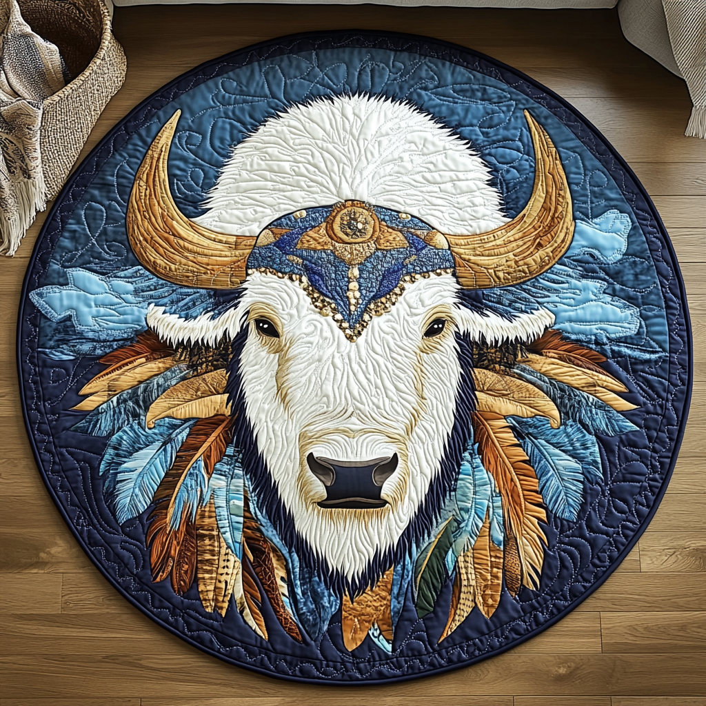 Feather Pride Quilted Round Mat Unique Front Door Decor Gifts For Farm Wife