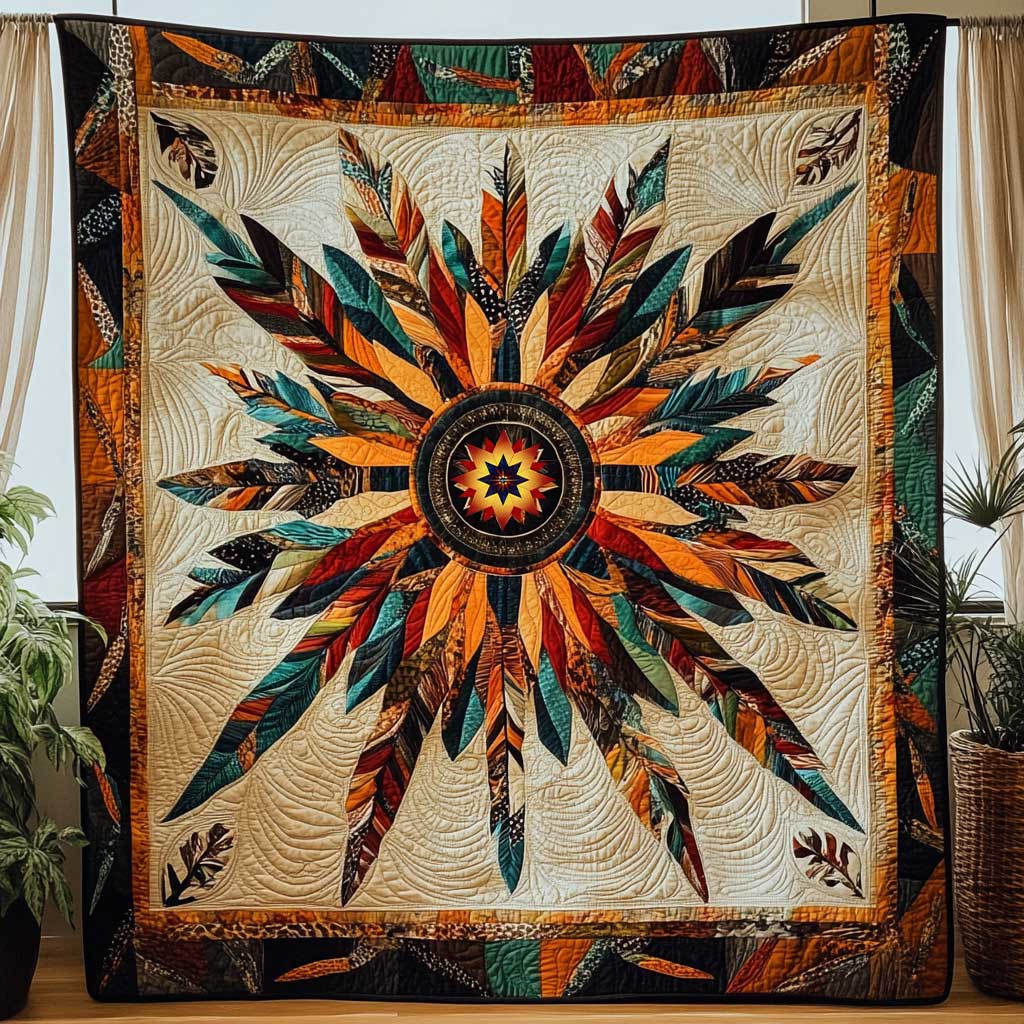 Feather Symbol Native American Quilt Blanket King Size Blanket Christmas Presents For My Wife