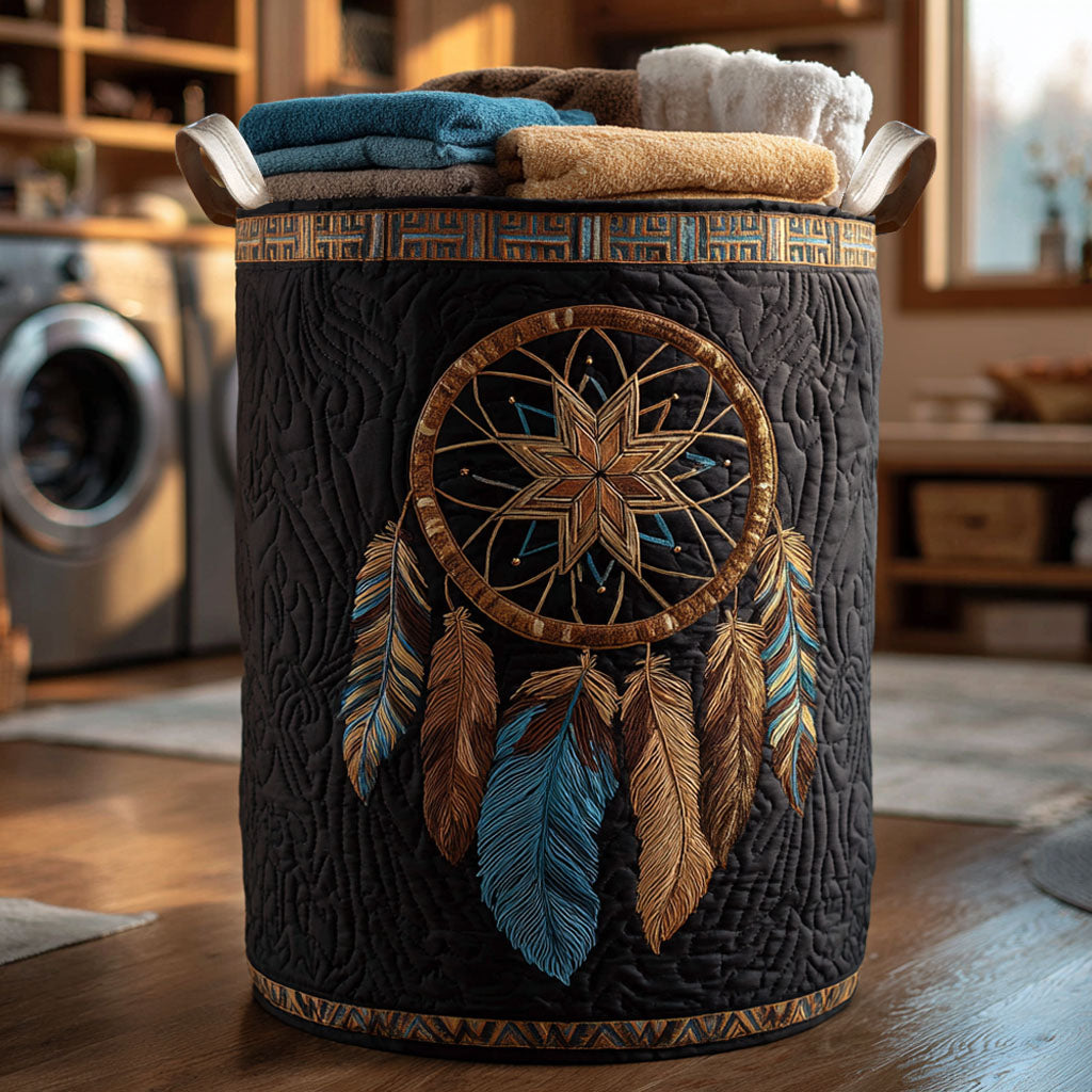 Feather Vision Quilted Laundry Basket Spacious Quilted Laundry Organizer for Everyday Living