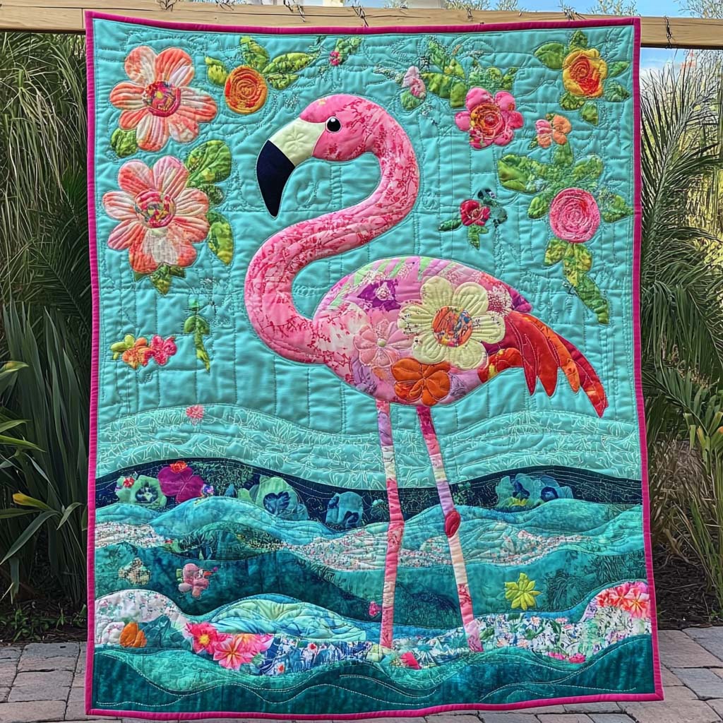 Feathered Beauty Quilted Blanket Flamingo Christmas Presents