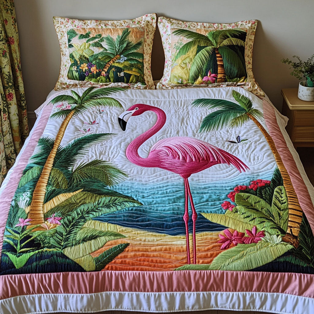 Feathered Charm Quilted Bedding Set Warm and Elegant Bedding Gift Set for Every Home