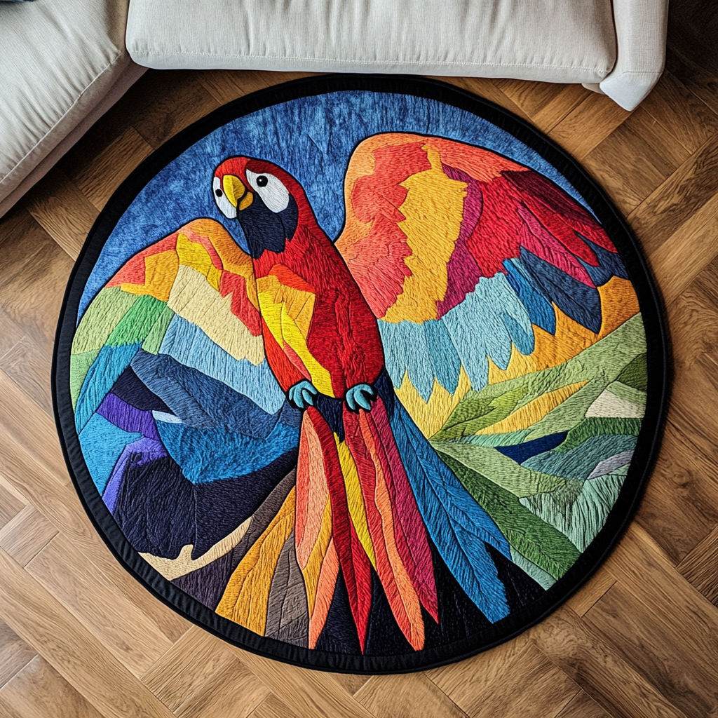 Feathered Charm Quilted Round Mat Christmas Entry Way Decor Gifts For An Old Farmer