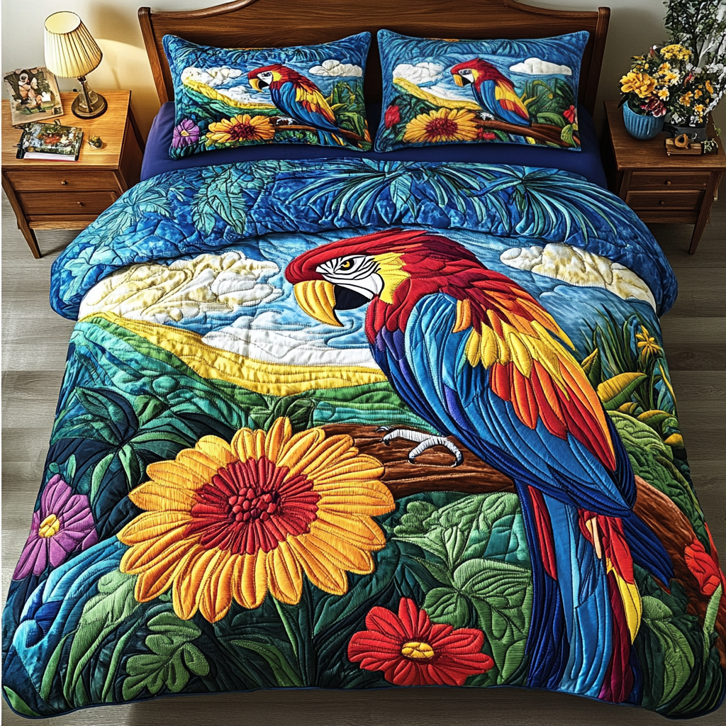 Feathered Chatter Quilted Bedding Set Warm and Elegant Bedding Gift Set for Every Home