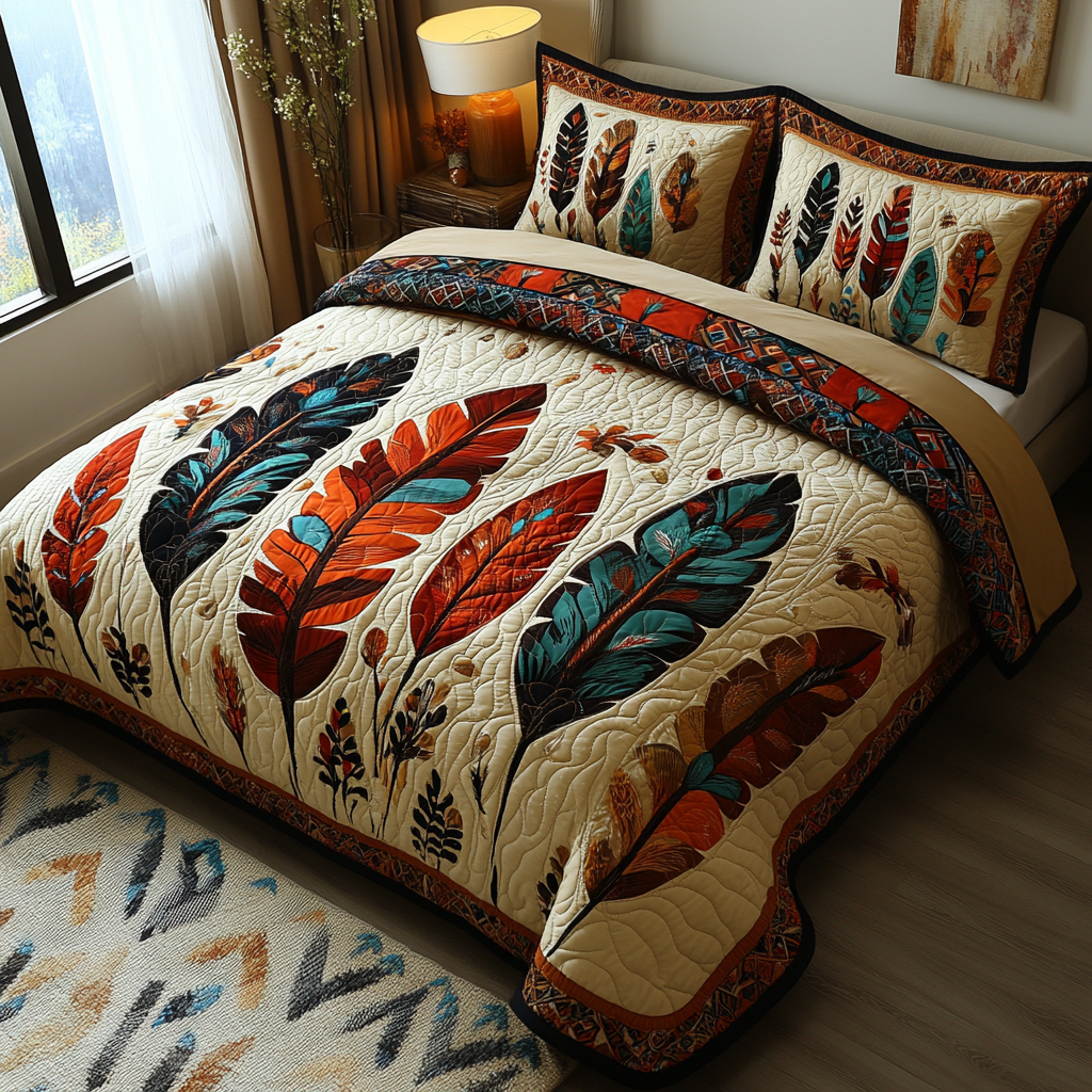 Feathered Dreams Quilted Bedding Set Cute Bedroom Decor Native American Presents