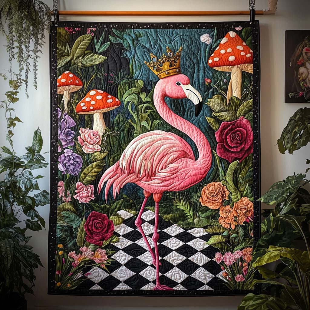 Feathered Elegance Quilted Blanket Flamingo Christmas Presents