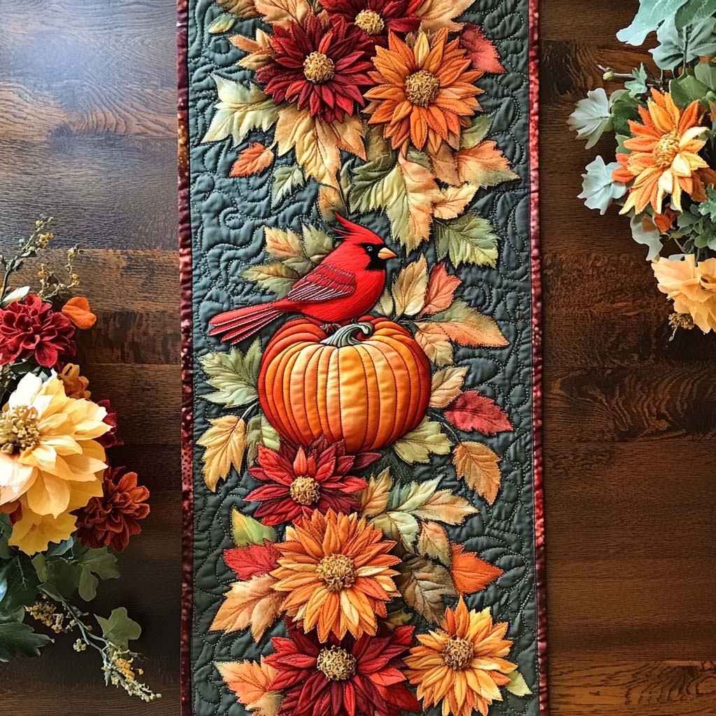 Feathered Fall Path Quilted Table Runner Best Fall Table Runners Birthday Gifts For Friends