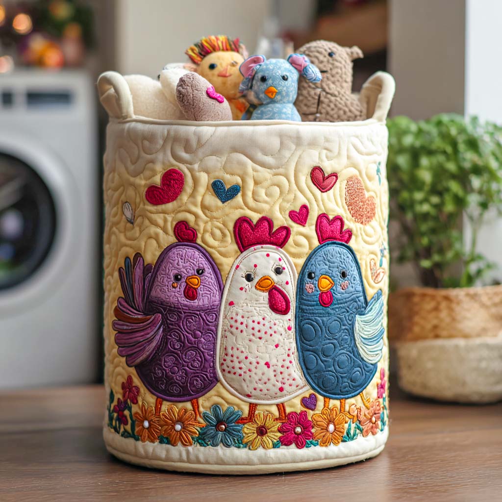 Feathered Fancy Quilted Laundry Basket Ideal Gift For Mom