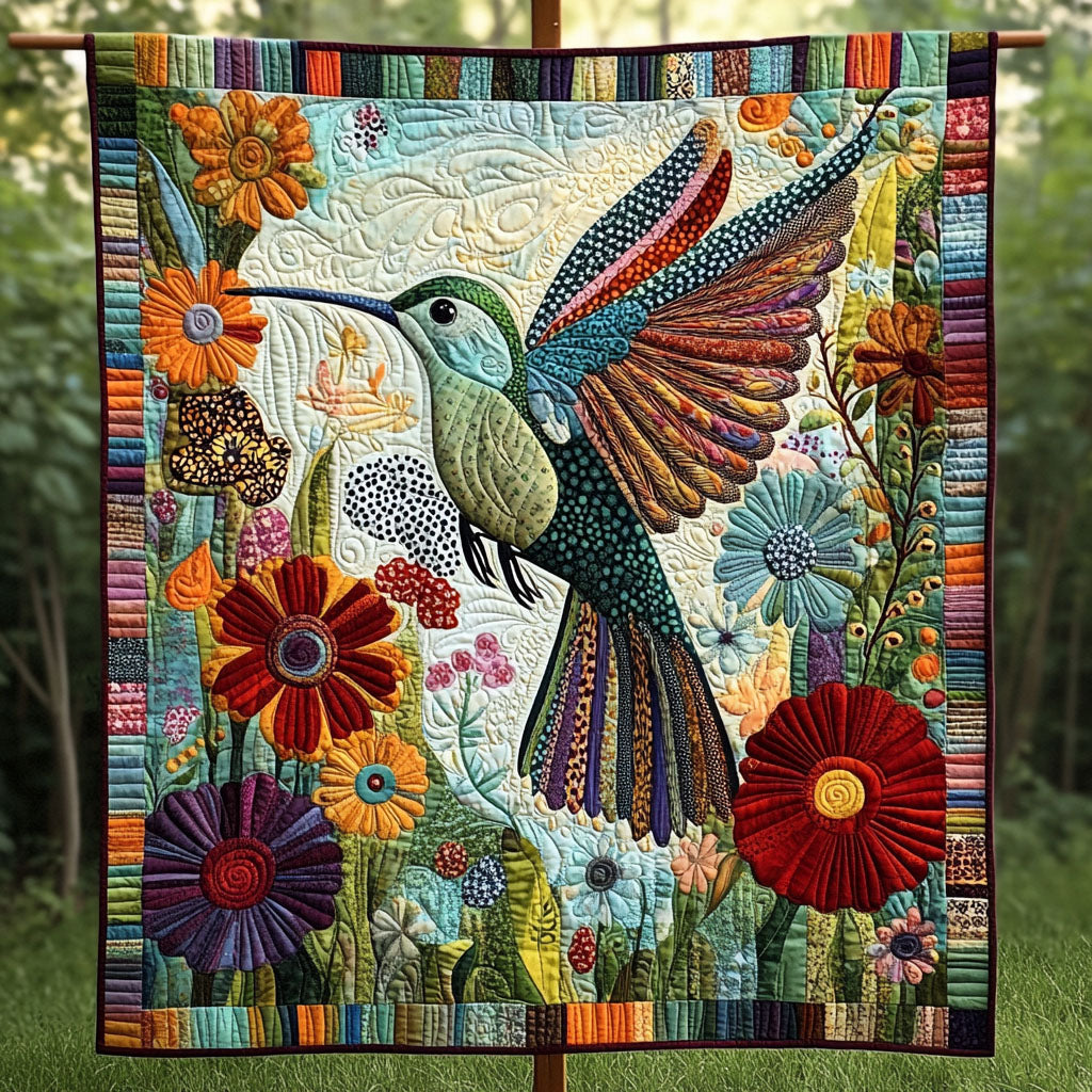 Feathered Fantasy Quilted Blanket Xmas Holiday Hummingbird Gifts For Men