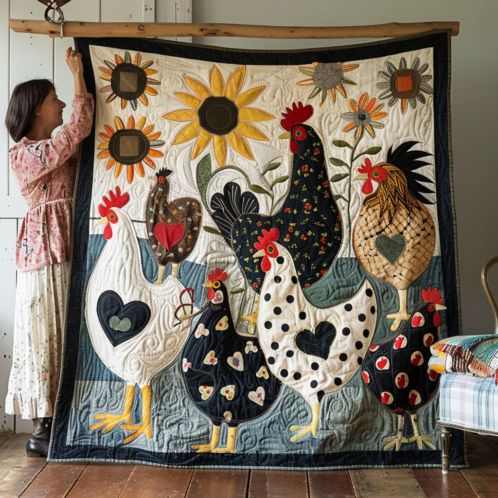 Feathered Fields Quilted Blanket Gifts For Chicken Owners