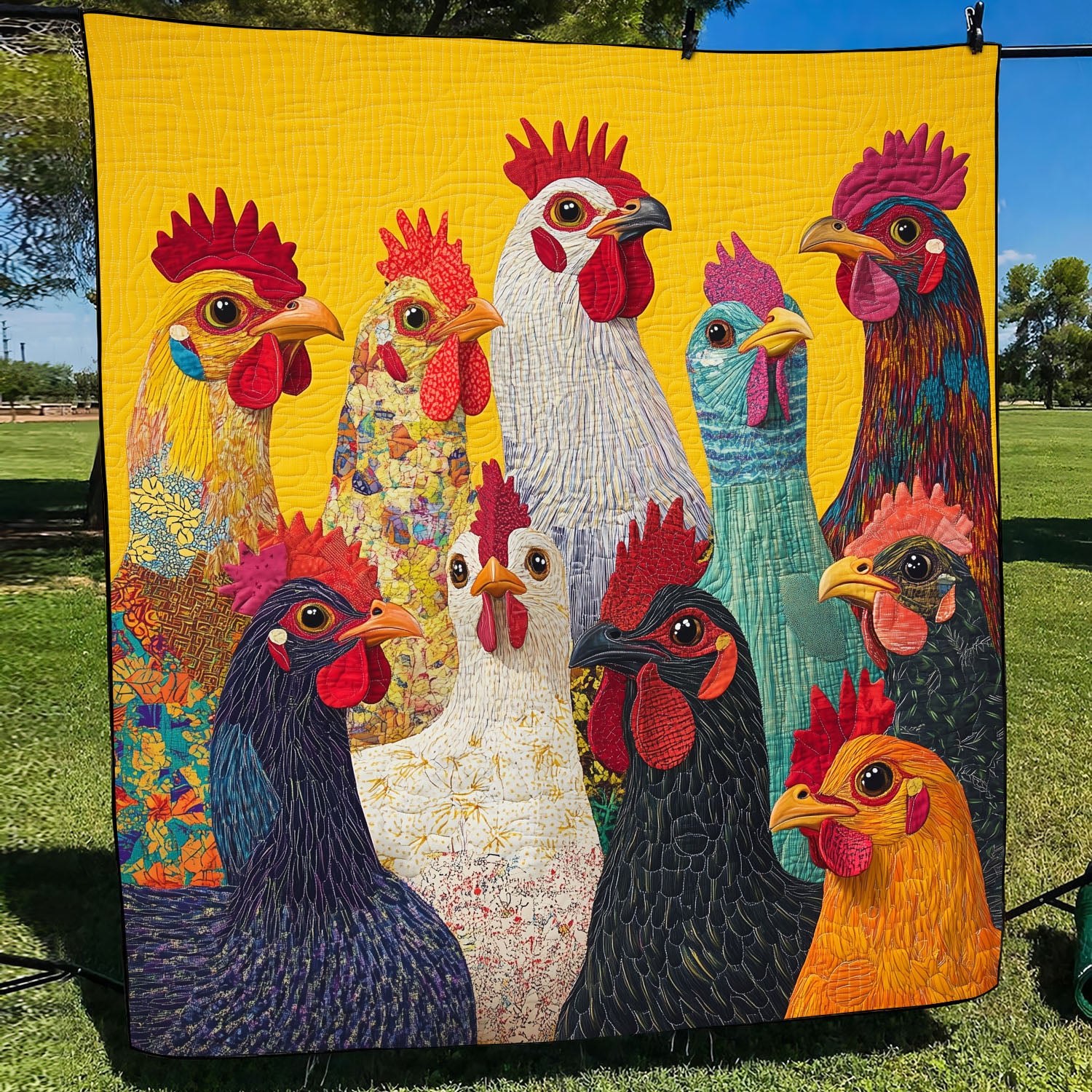 Feathered Fiesta Quilted Blanket Presents For Chicken Love