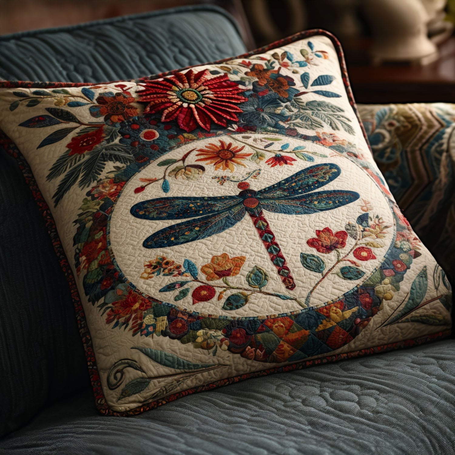 Feathered Flight Quilted Pillow Case Best Throw Pillow Covers Dragonfly Themed Gifts