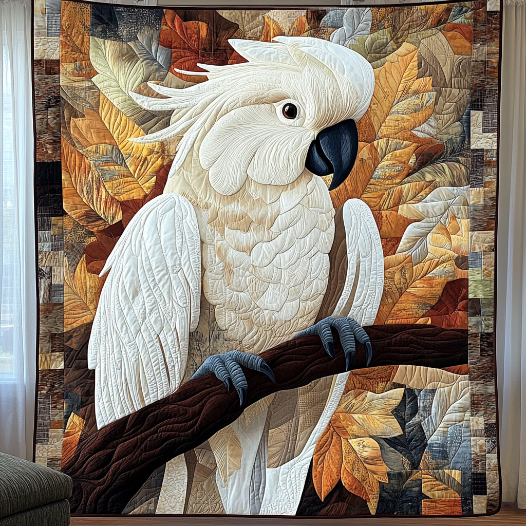Feathered Friend Quilted Blanket Bedroom Decor Parrot Themed Gifts