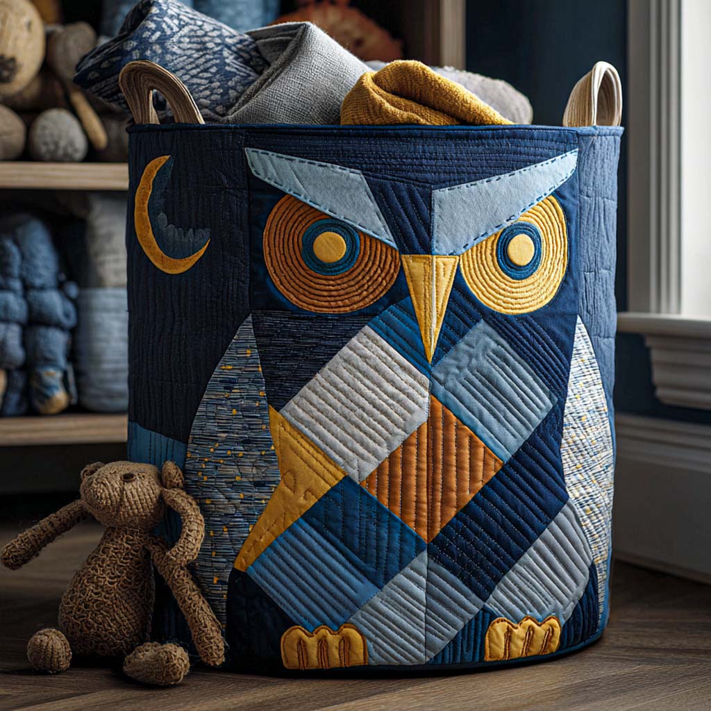 Feathered Friend Quilted Laundry Basket Unique Quilted Basket Gift for Holiday Season 2025