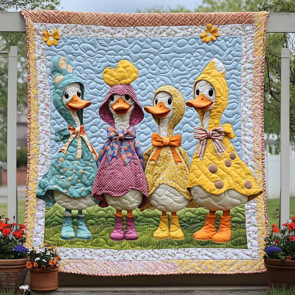 Feathered Friends Quilted Blanket Christmas Throw Blanket Duck Related Gifts