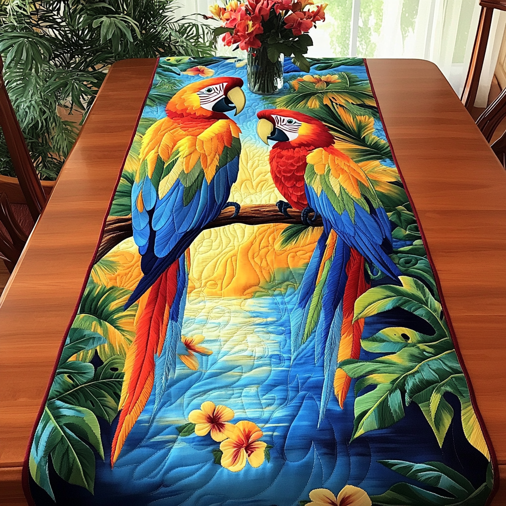 Feathered Friends Quilted Table Runner Dining Table Decor Ideas Parrot Themed Gifts