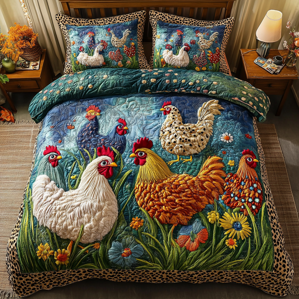 Feathered Grace Quilted Bedding Set Bedroom Decor Ideas Gift Ideas For Chicken Owners