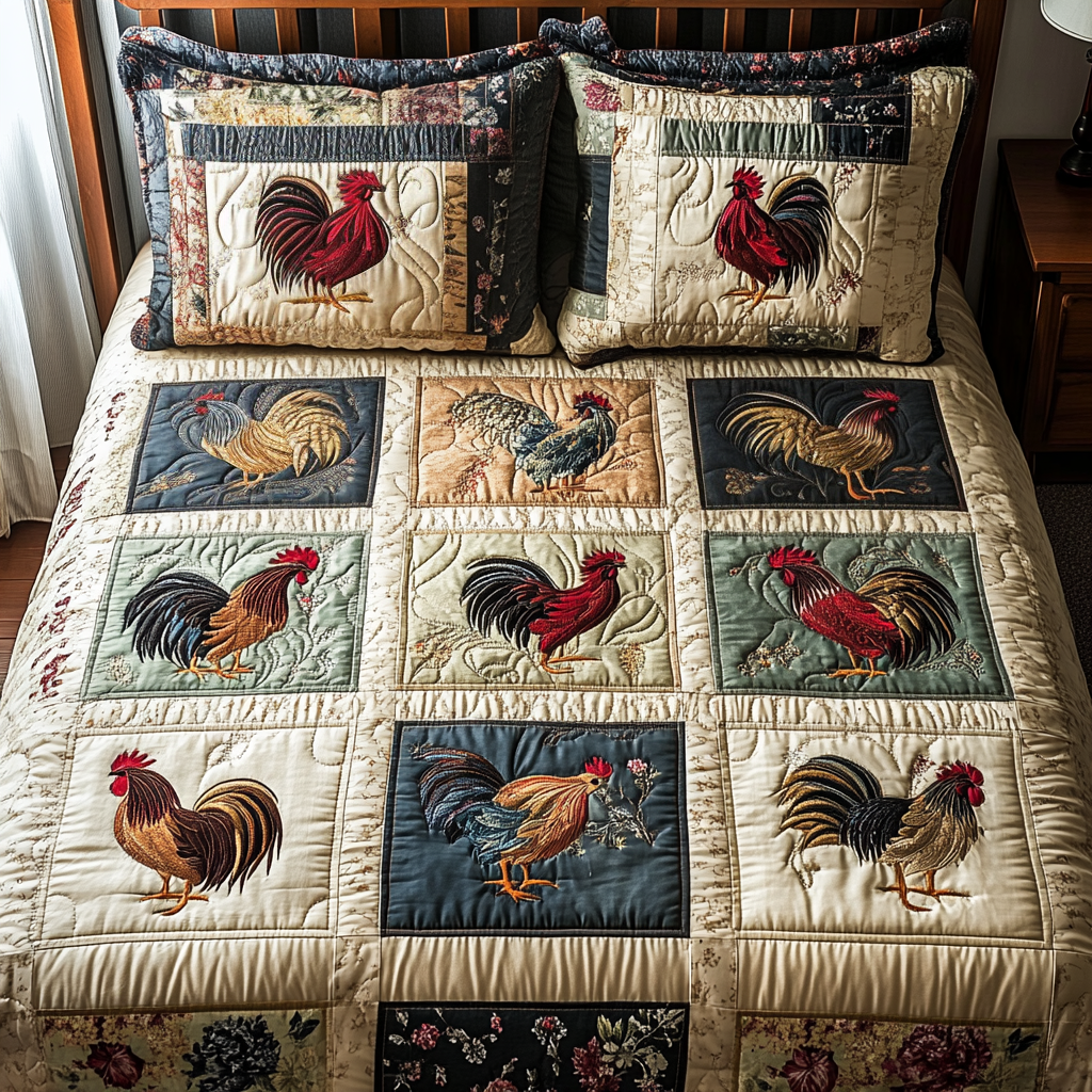 Feathered Grace Quilted Bedding Set Luxury Comforter Gift Set for Him or Her