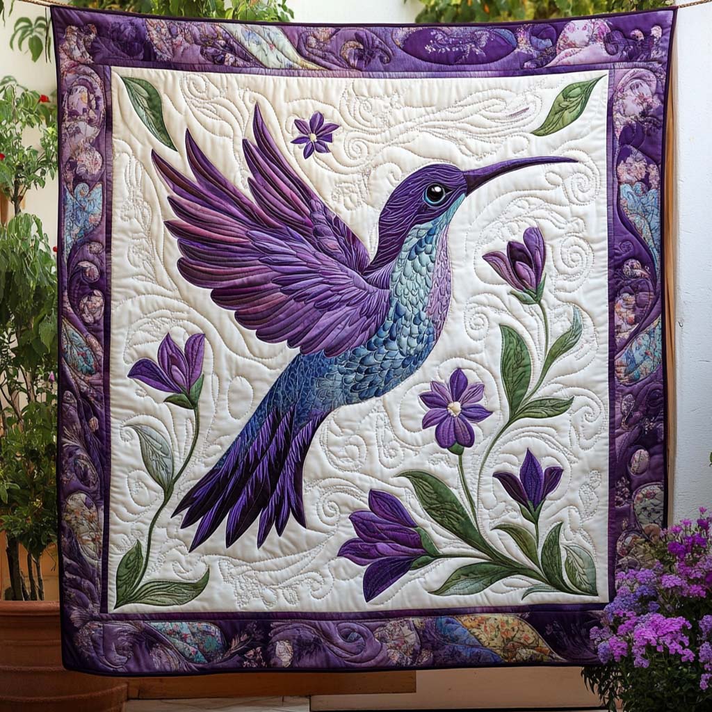 Feathered Grace Quilted Blanket Xmas Holiday Gift For Elephant Lovers