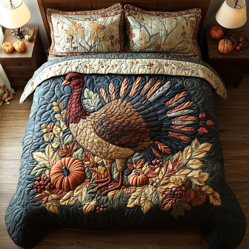 Feathered Harvest Quilted Bedding Set Bedroom Decor Unique Thanksgiving Gifts