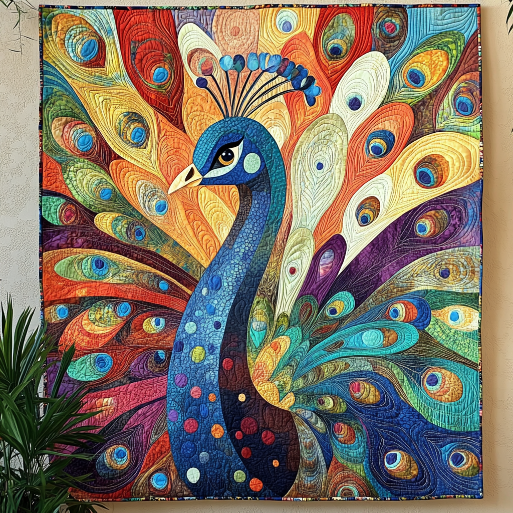 Feathered Majesty Quilted Blanket Christmas Throw Blanket Peacock Lovers Gifts For Women