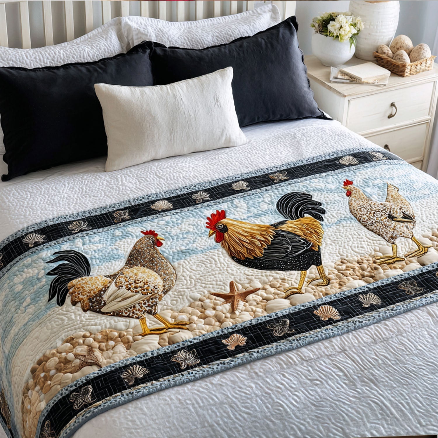 Feathered Nest Quilted Bed Runner Bedroom Decor Ideas Best Gifts For Chicken Lovers