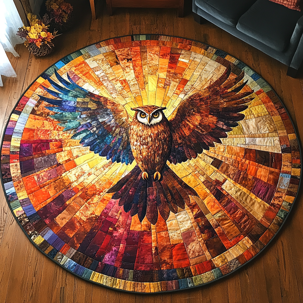 Feathered Oracle Quilted Round Mat Door Entrance Decor Best Gifts For Farmers