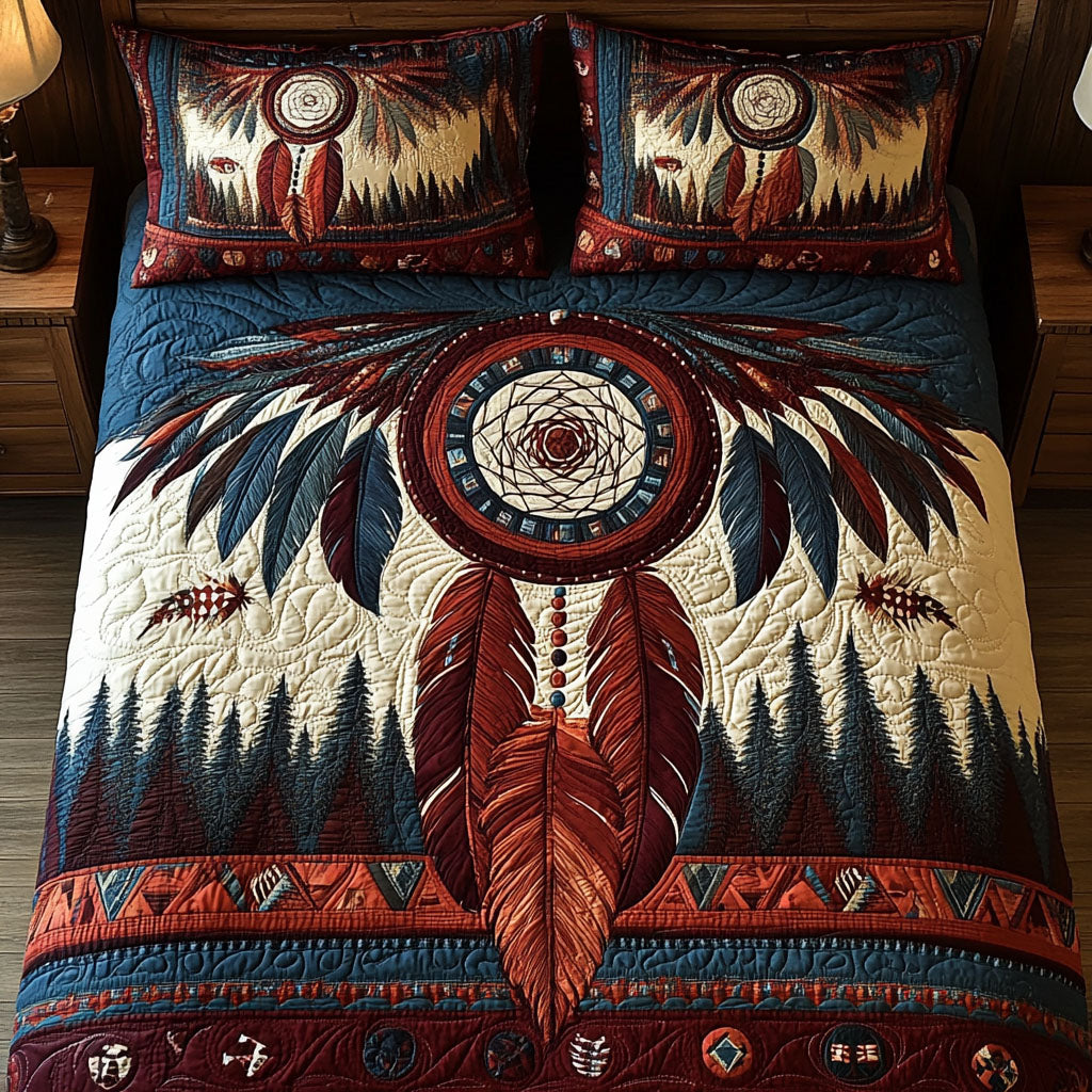 Feathered Path Quilted Bedding Set Bed Decor Native American Themed Gifts