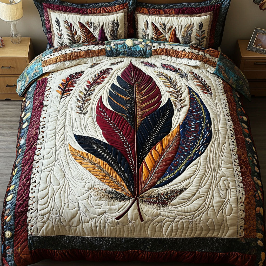 Feathered Peace Quilted Bedding Set Cute Room Decor Native American Mom Gift ideas