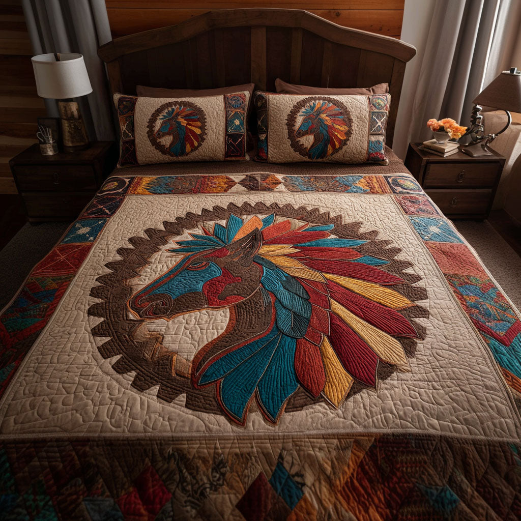 Feathered Pride Quilted Bedding Set Cute Room Decor Gifts For Someone Who Likes Horses