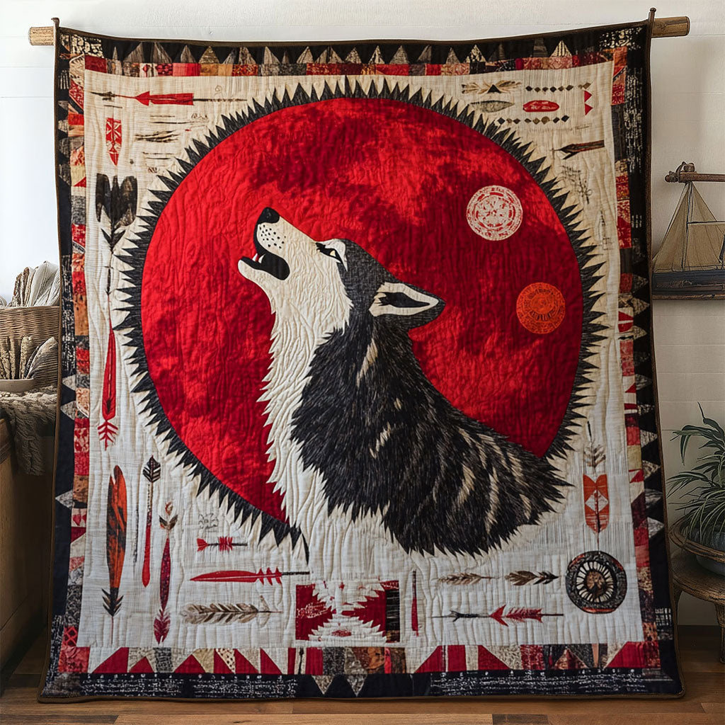 Feathered Wolf Quilt Lovely Quilt Blanket Gift for Holiday Celebrations
