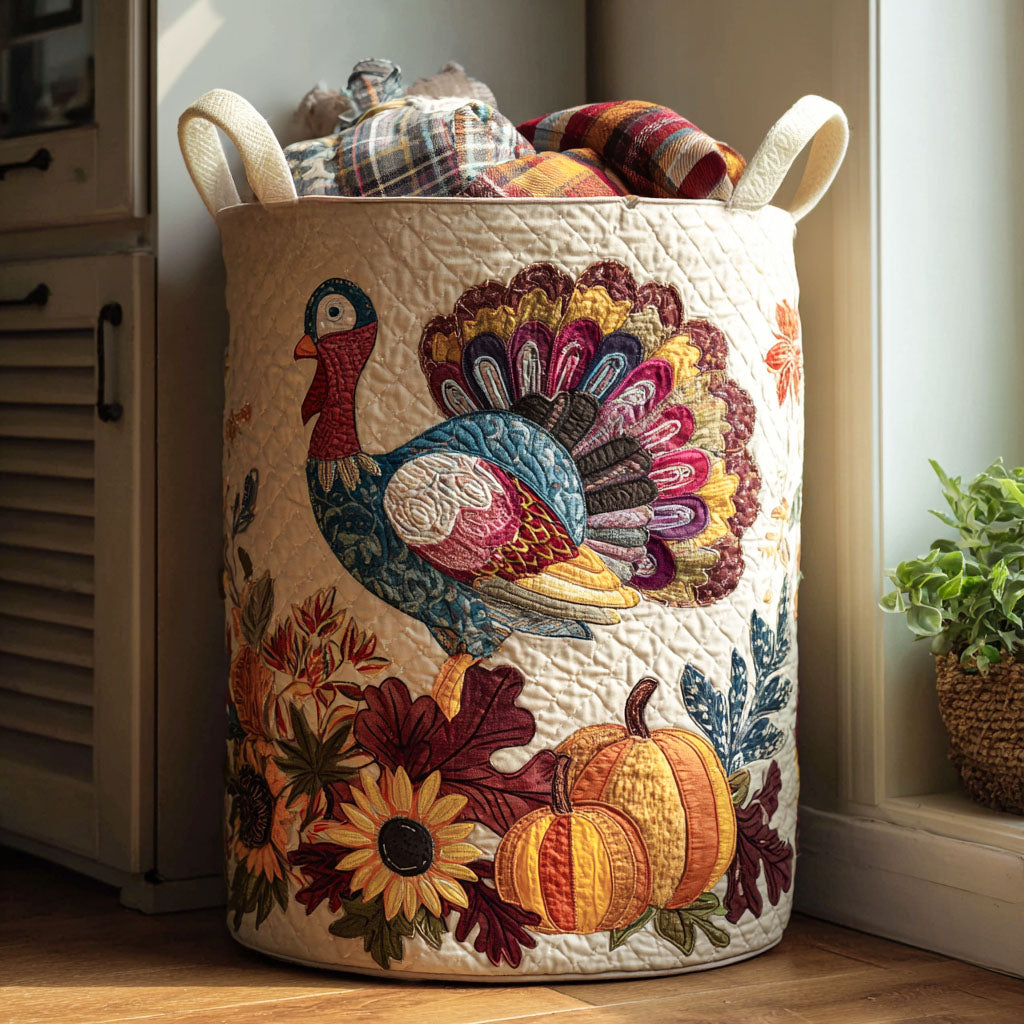 Feathers And Thanks Quilted Laundry Basket Perfect Gift For College Dorm