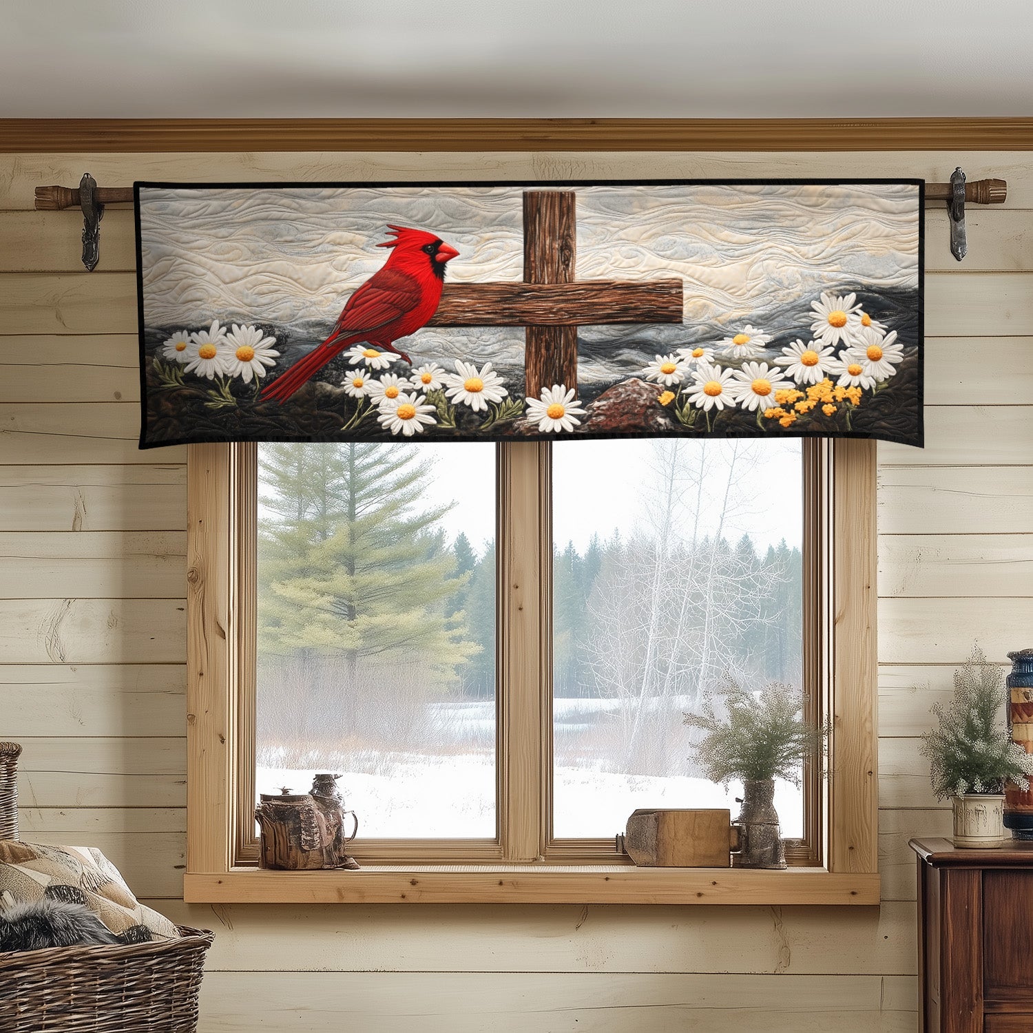 Feathers of Faith Quilted Valance Home Entrance Decor Ideas Unique Cardinal Gifts