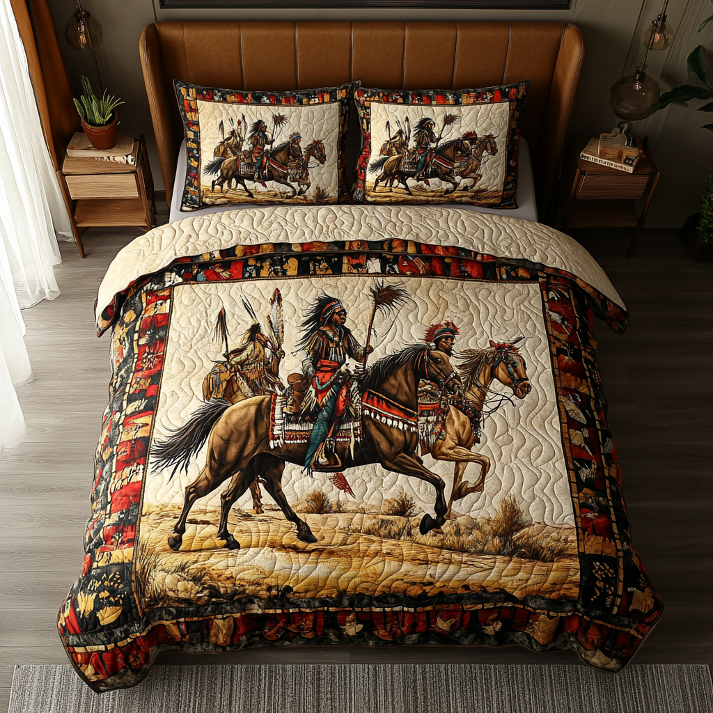 Feathers of the Ancients Quilted Bedding Set Bed Decor Ideas Native American Christmas Gift Ideas