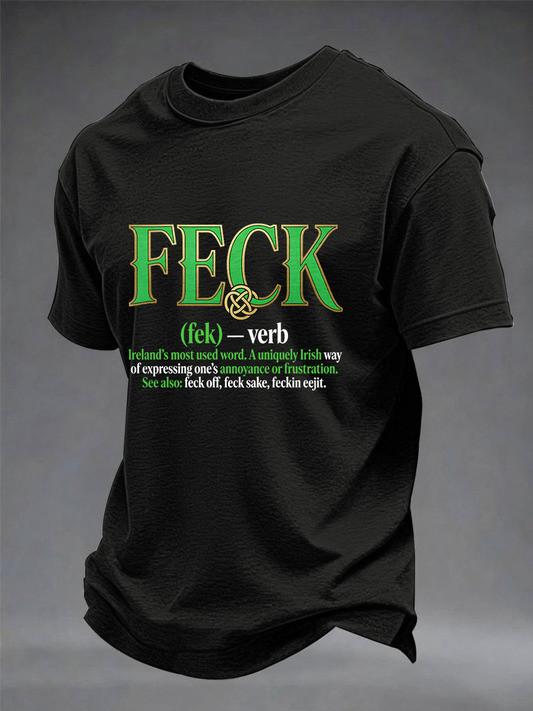 Feck Definition St Patricks Day Shirt Funny Irish Slang Word Black Tee Gift For Him