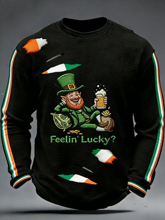 Feelin Lucky Leprechaun Long Sleeve Shirt Funny St Patricks Day Irish Beer Shirt Gift For Him