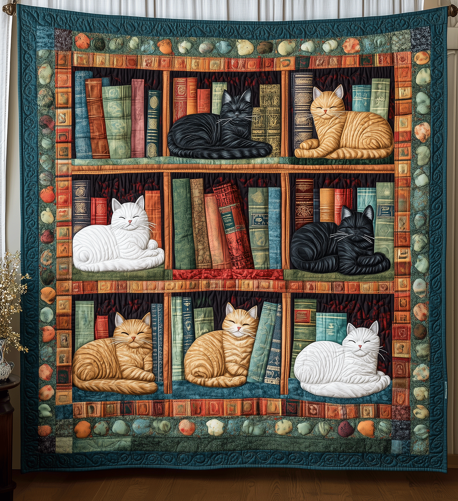 Feline and Fiction Quilted Blanket Unique Gifts For Cat Lovers