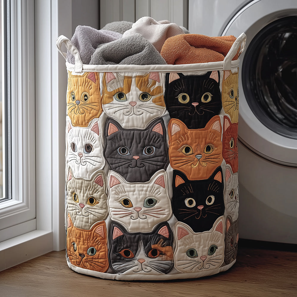 Feline Cozy Quilted Laundry Basket Must-Have Laundry Essential