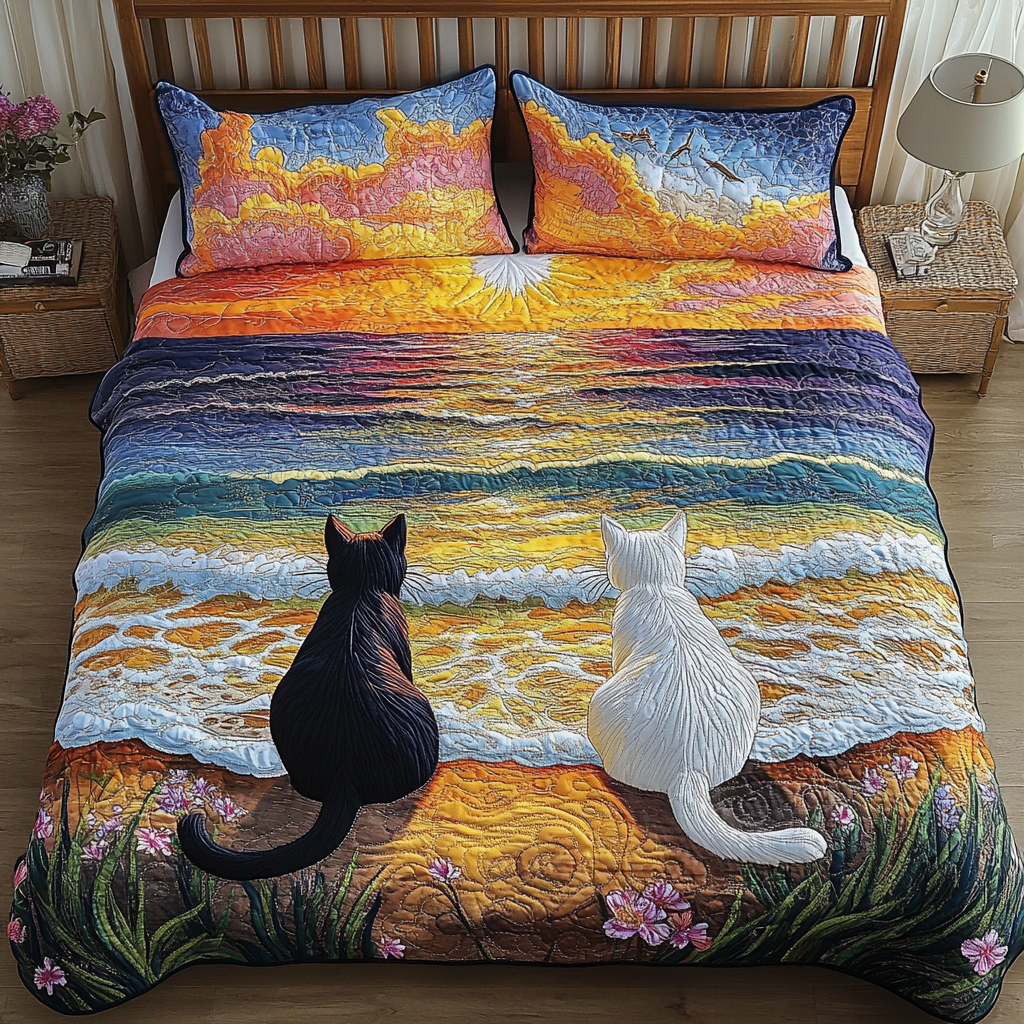 Feline Dream Quilted Bedding Set Perfect Bedroom Gift Set to Show You Care