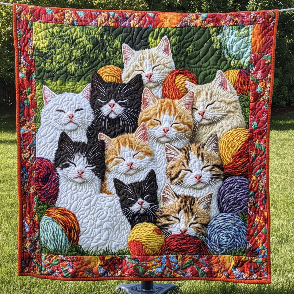 Feline Dreamland Quilted Blanket Presents For Cat Lovers