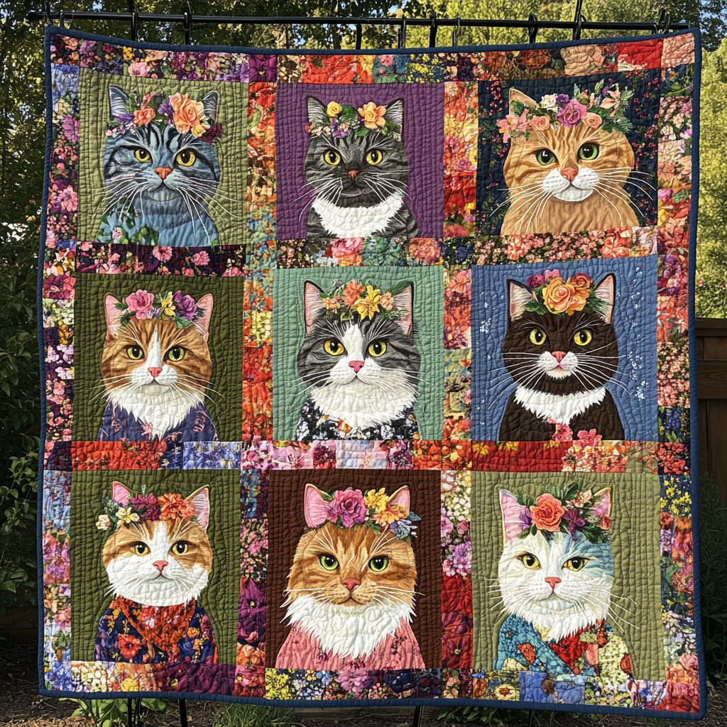 Feline Fantasia Quilted Blanket Cute Blankets For Her